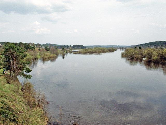 Село Алеховщина. Вид с моста на реку Оять