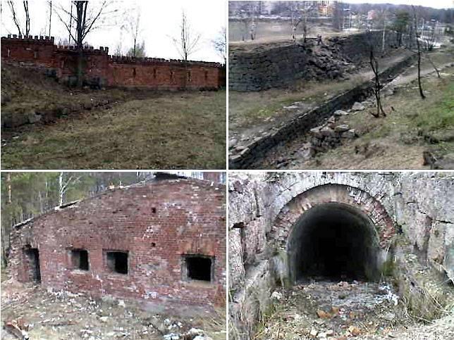 Батарейная гора. Стена с бойницами, ров, казарма, потерна
